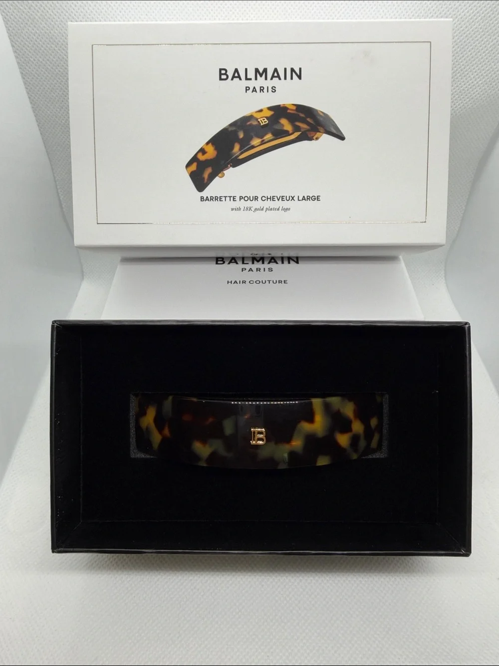Balmain Tortoiseshell and Gold Resin Hair Clip - Large 18k Gold Plated